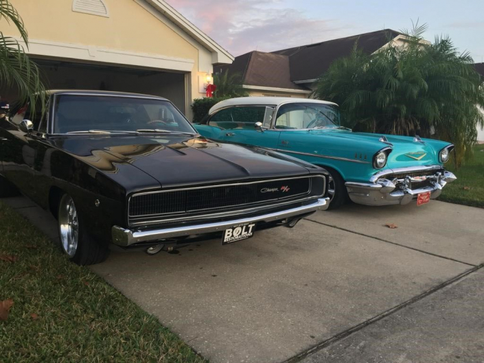 1968 Dodge Charger R/T and 57’ BelAir sport coupe